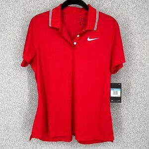 Nike Womens Victory Dri-FIT Polo Shirt Size M Red White Golf Sporty Collared NEW